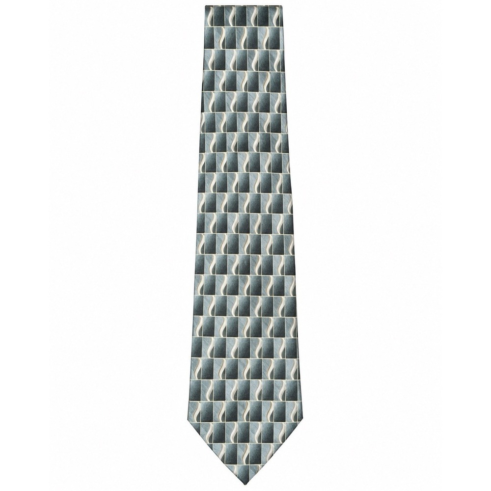 Stafford Executive 100% Silk Tie Gray /green Geometric Made in USA 60” x 4” Wide